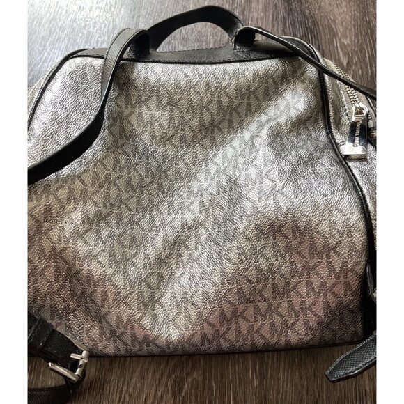 Michael Kors Mini Backpack MK Signature Women’s Leather Black Metallic Silver - Picture 11 of 16